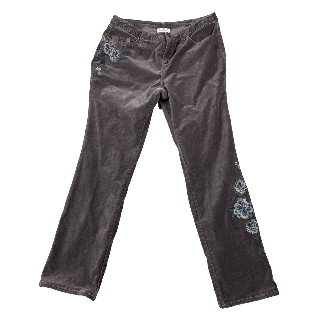 Sundance Velvet Pant Women‎ P29 (P8)Gray Floral Embroidered Boho Comfy Stretchy
